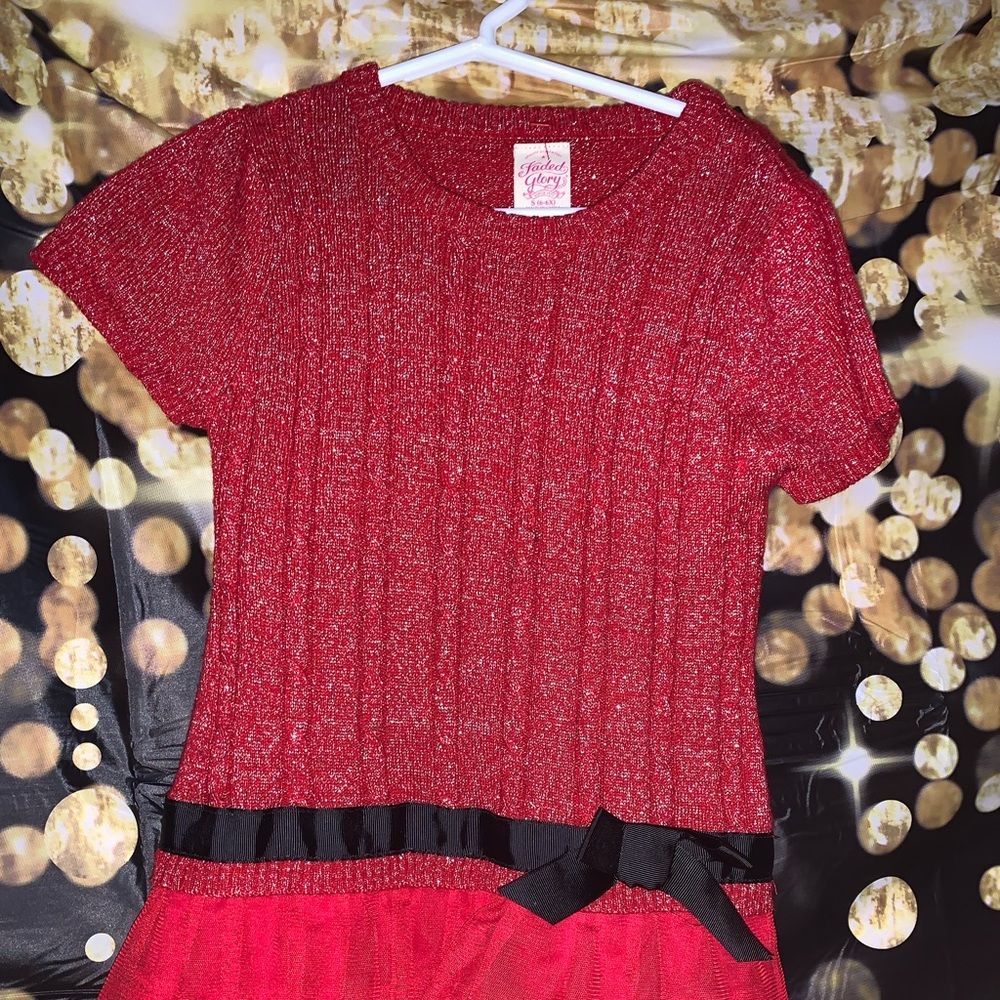 Girl knit top red and black great for the holidays or pictures size 6x